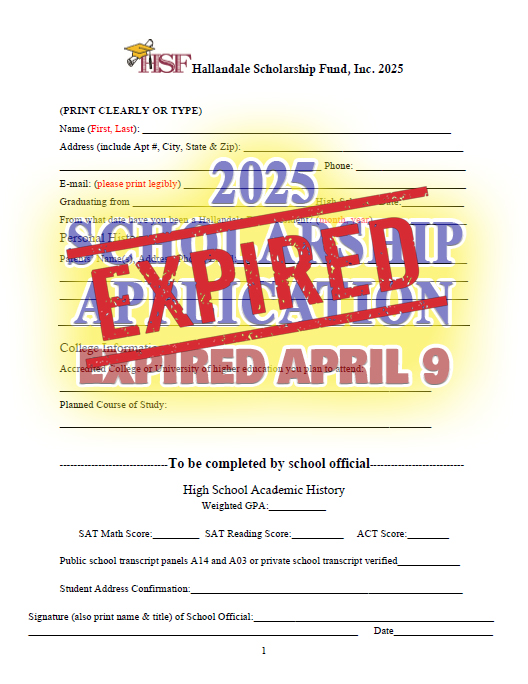 EXPIRED 2025 Hallandale Scholarship Application